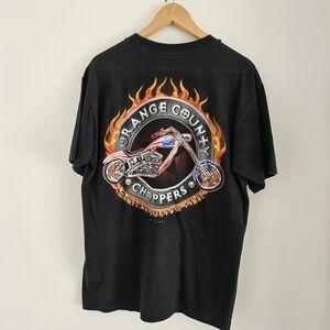 Vintage Orange County Choppers Shirt Mens Large Biker Flames USA 2003